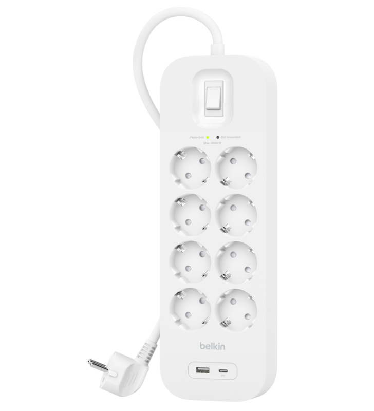 Multiprise BELKIN avec ports USB-C et USB-A 8 prises avec port USB-C + USB-A