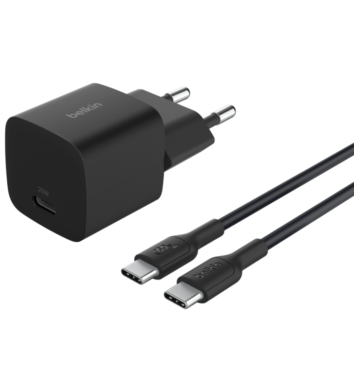 Chargeur secteur BELKIN BoostCharge USB-C 25 W / câble USB-C vers USB-C / Noir