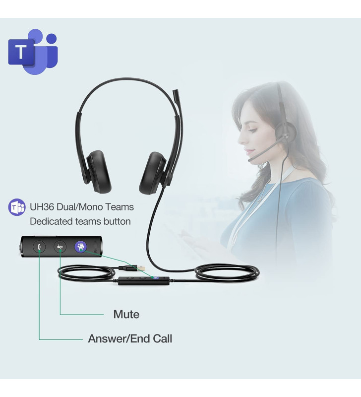 Micro casque bureaux YeaLink UH34 Dual / certifiée Microsoft Teams