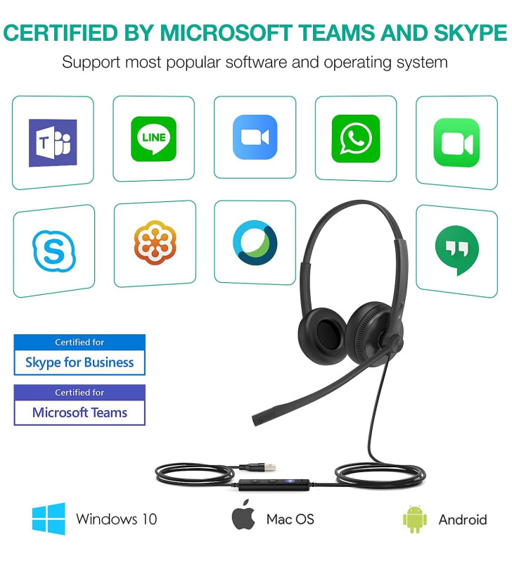 Micro casque bureaux YeaLink UH34 Dual / certifiée Microsoft Teams