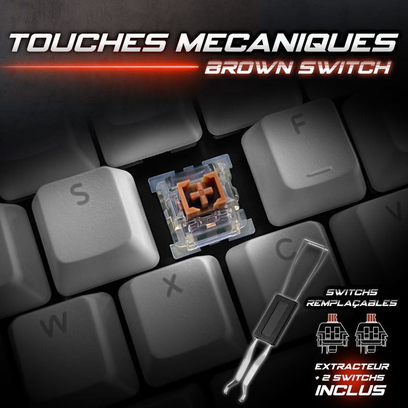Clavier Gaming Filaire Mécanique Spirit Of Gamer XPERT K350 RGB / Brown Switch / Gris