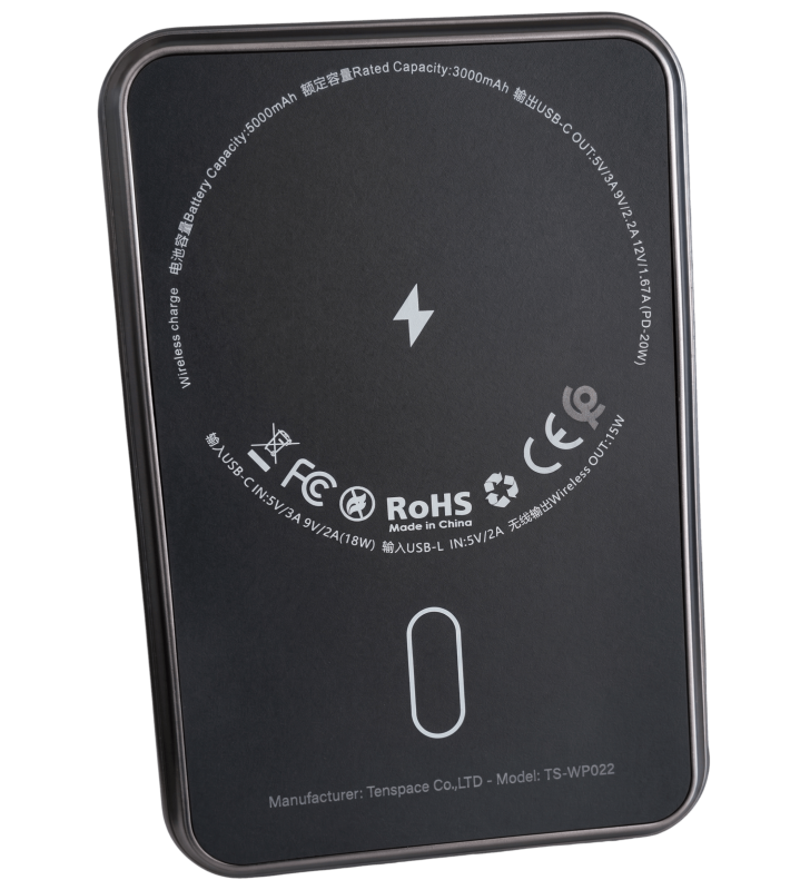 Power Bank Ten Space 5000mAh 20W / mag-wireless 15W / Noir