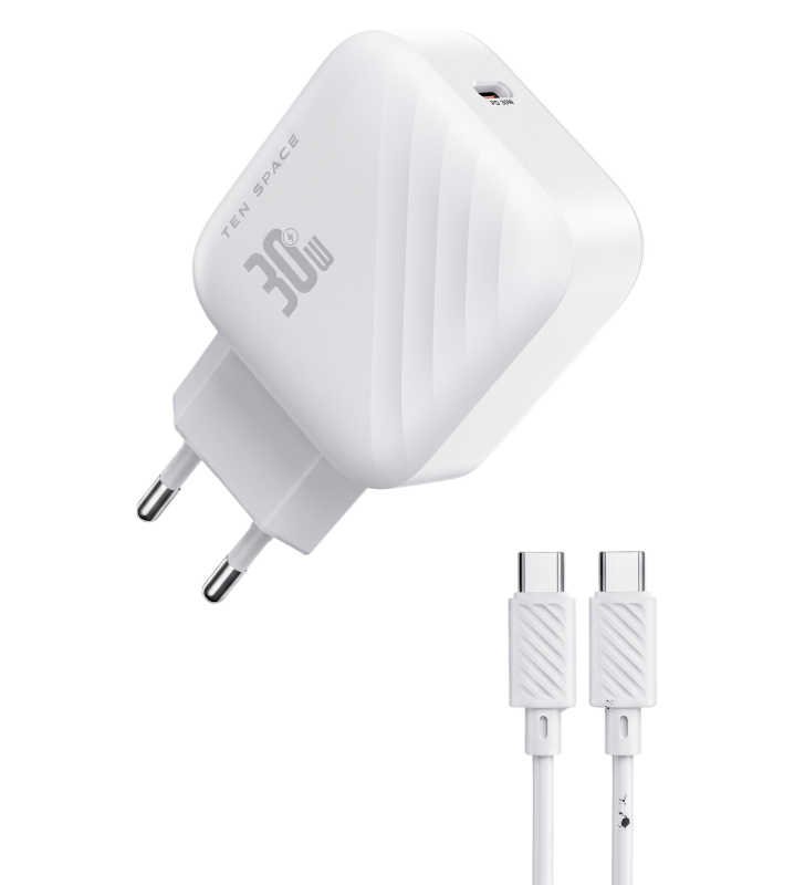Chargeur Ten Space Type-C QC4 + PD30W / Blanc