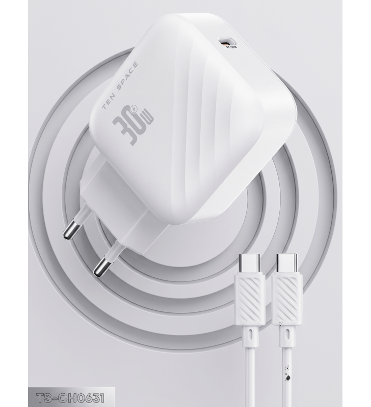Chargeur Ten Space Type-C QC4 + PD30W / Blanc