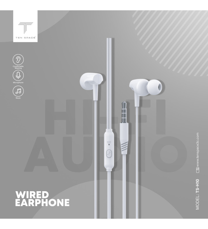 Écouteur Filaire TEN SPACE TS-H10 / Blanc