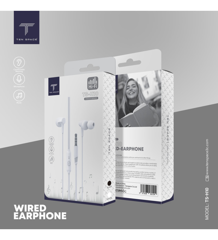 Écouteur Filaire TEN SPACE TS-H10 / Blanc