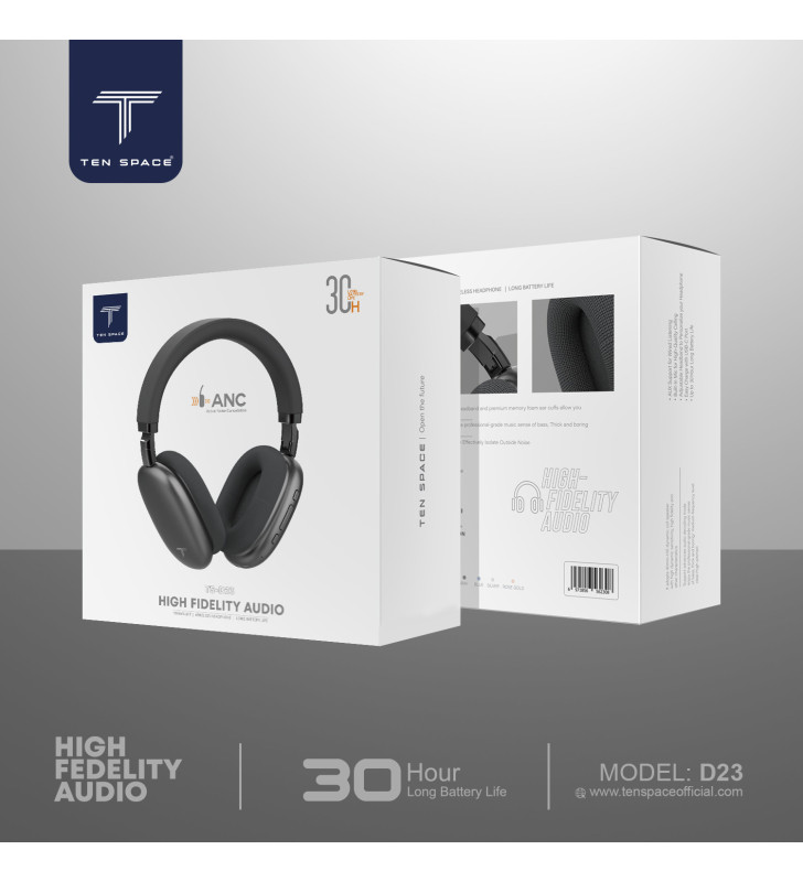 Casque Sans fil Ten Space TS-D23 / ANC / Noir