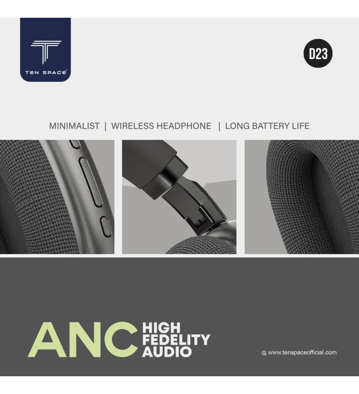 Casque Sans fil Ten Space TS-D23 / ANC / Noir