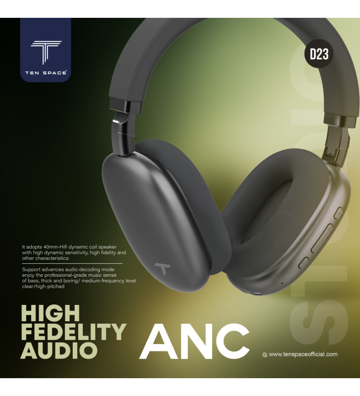 Casque Sans fil Ten Space TS-D23 / ANC / Noir