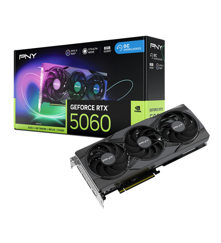 Carte graphique PNY GeForce RTX 5060 Triple Fan ARGB OC / 8 Go GDDR7