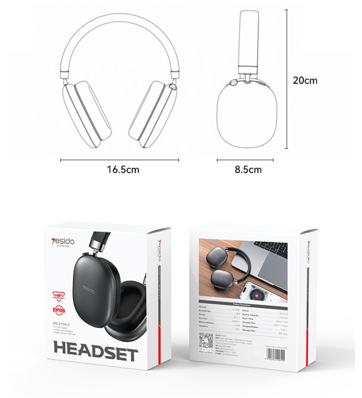 Casque Sans fil Yesido EP05 / ANC / Noir