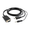 Câble adaptateur HDMI vers VGA / jack 3,5 mm / 3 M / Noir