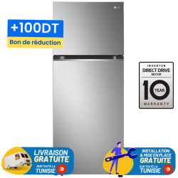 Réfrigérateur LG No Frost Smart INVERTER double portes 360 Litres / Platinum Silver / + 100DT Bon de Réduction