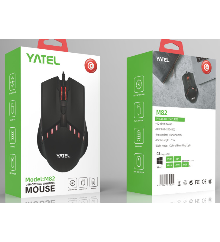 SOURIS GAMING  Yatel M82 1600 DPI / RGB / BLACK