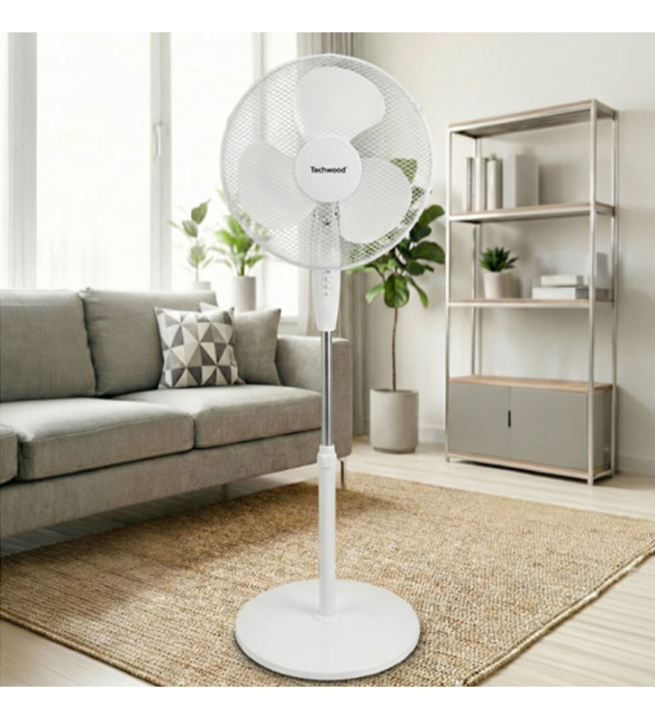 Ventilateur TECHWOOD SUR PIED 40CM / BLANC
