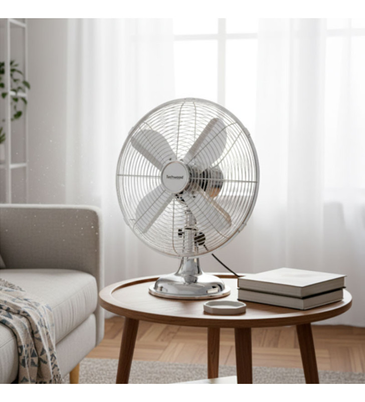 Ventilateur de Table TECHWOOD finition chromée 30CM