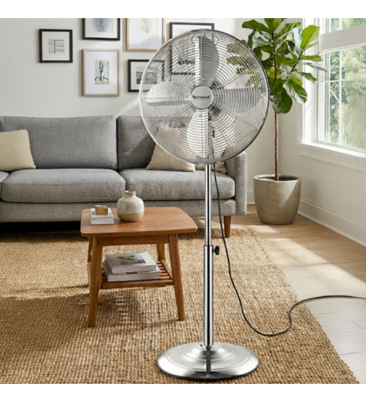 Ventilateur sur pied TECHWOOD 50W Finition chromée 40CM