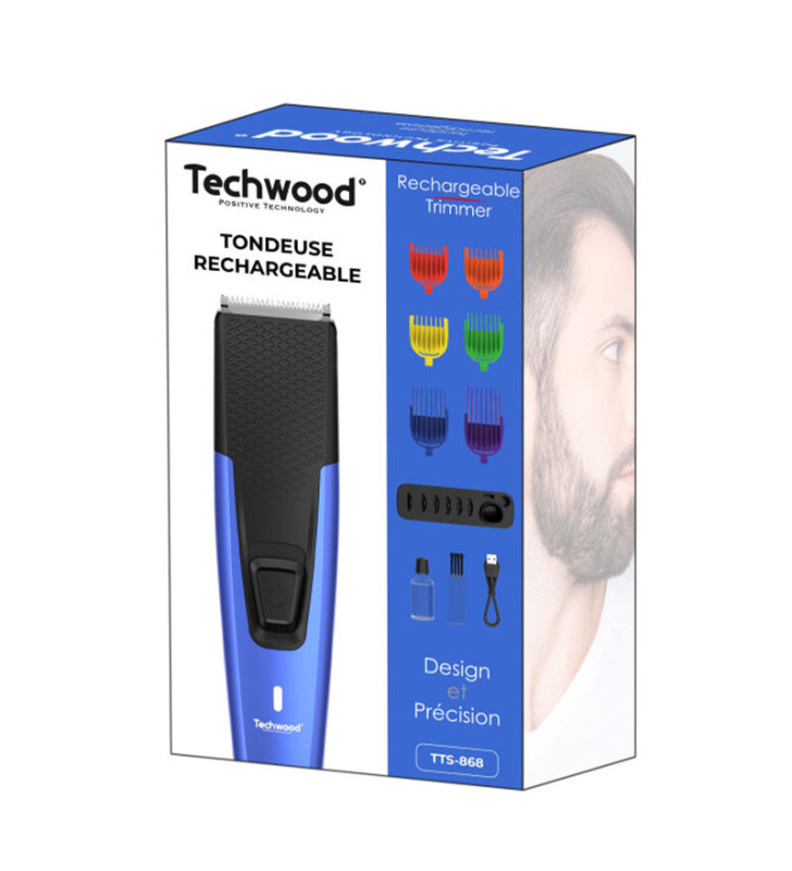 Tondeuse à barbe Rechargeable TECHWOOD PORT USB Type C / Bleu