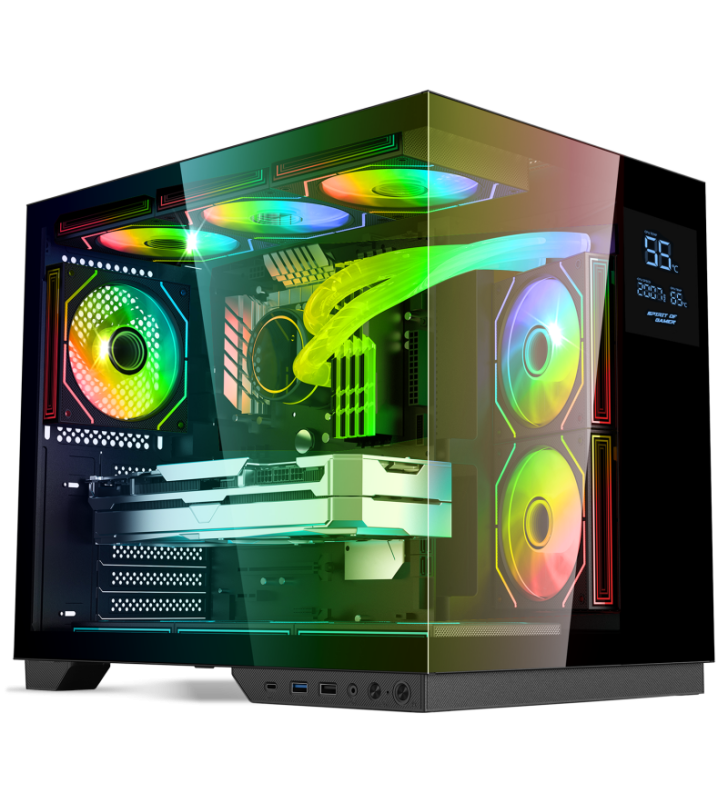 Boîtier Gamer Spirit of Gamer Viper CRX DARK / ATX LCD intégré / 6 Fan / ARGB / Noir