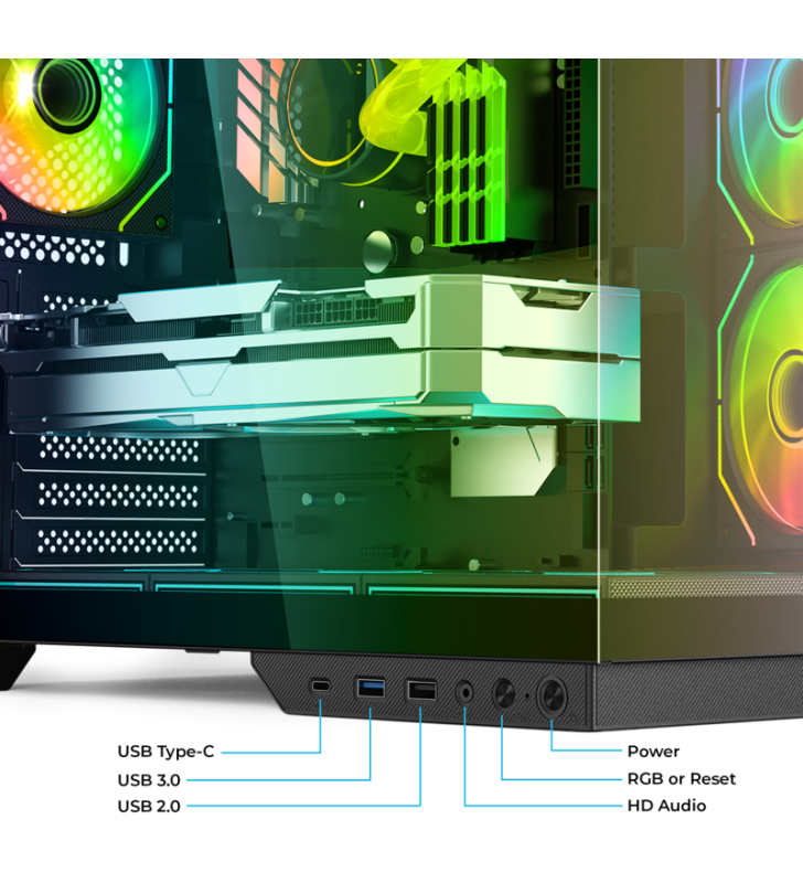 Boîtier Gamer Spirit of Gamer Viper CRX DARK / ATX LCD intégré / 6 Fan / ARGB / Noir