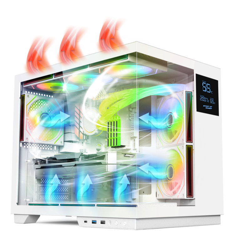 Boîtier Gamer Spirit of Gamer Viper CRX ARTIC / ATX LCD intégré / 6 Fan / ARGB / Blanc