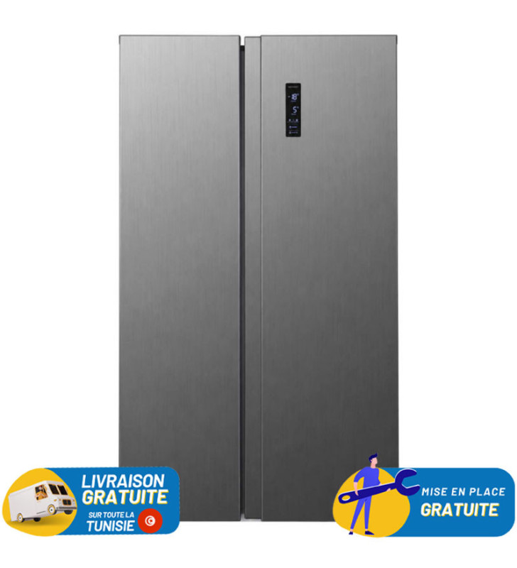 Réfrigérateur TELEFUNKEN No Frost Side by Side 563 Litres / inox avec afficheur