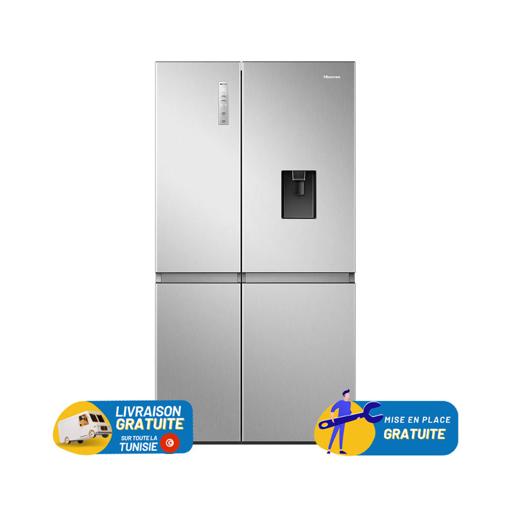 Réfrigérateur HISENSE No Frost Side By Side INVERTER 637 Litres / INOX Avec Afficheur et Distributeur d'eau