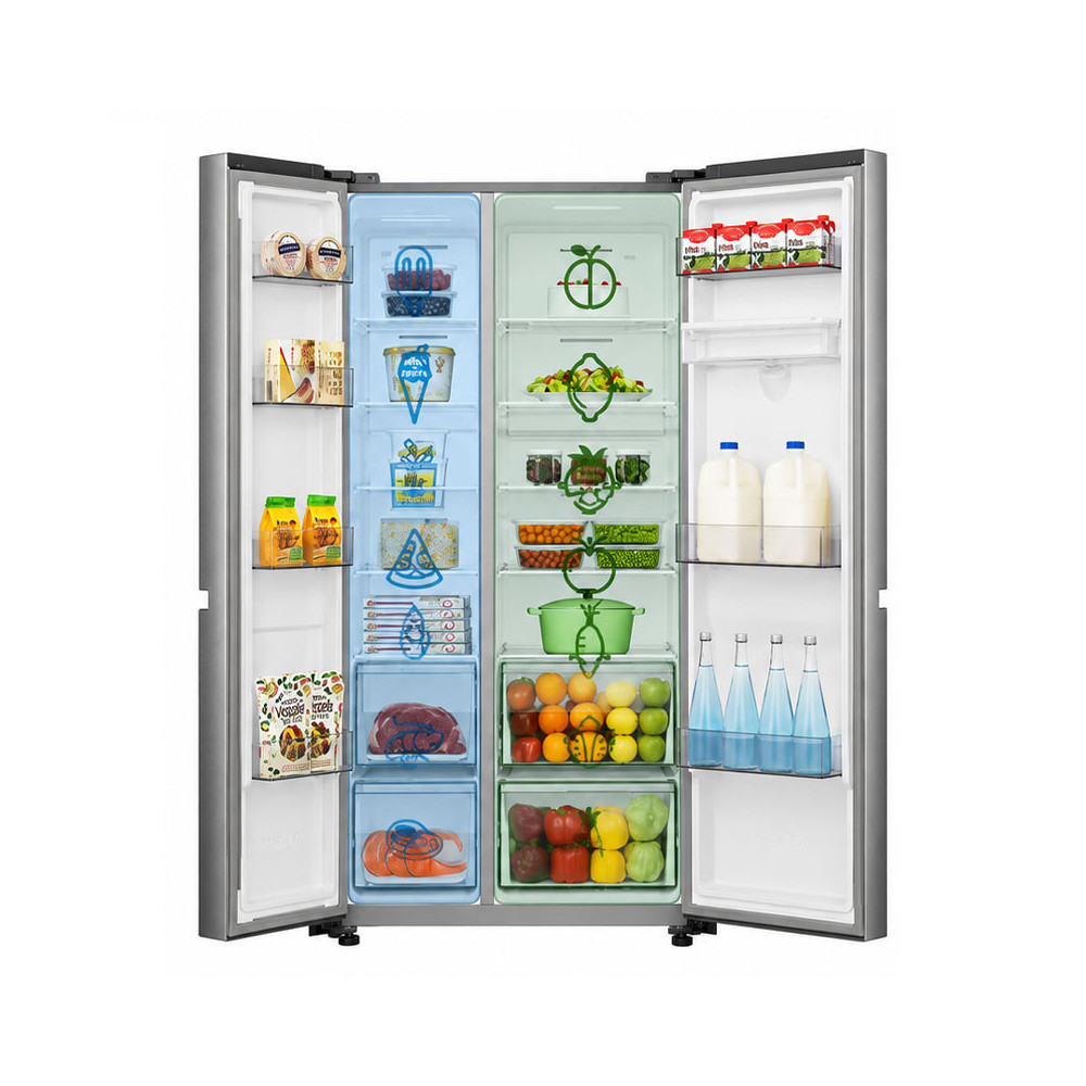 Réfrigérateur HISENSE No Frost Side By Side INVERTER 637 Litres / INOX Avec Afficheur et Distributeur d'eau