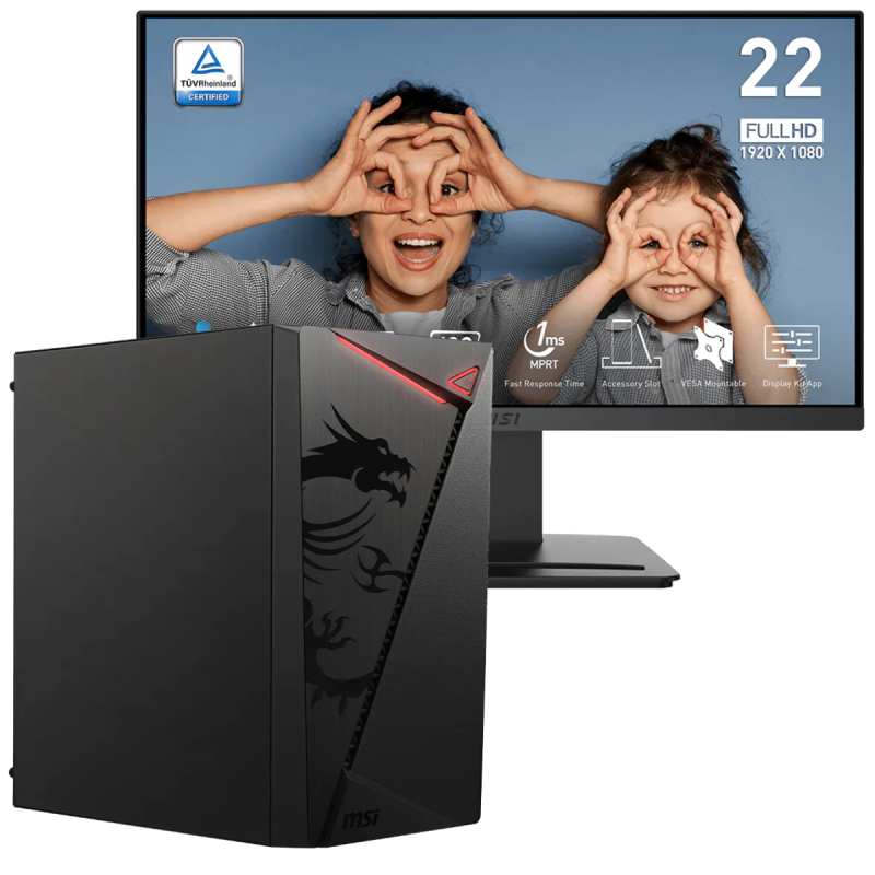 PC de Bureau PRO MSI / Ryzen 5 PRO 5655G / Vega 7 / 8 Go / 240 Go SSD / Windows 11 Pro Avec Écran MSI Pro MP223 E2 21.45" Full HD VA / 100 Hz
