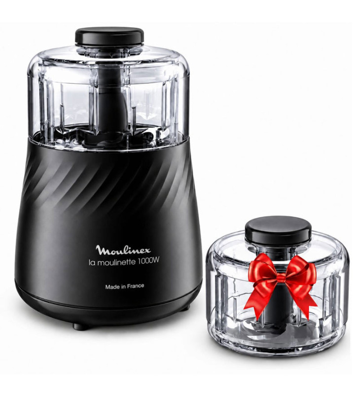 Moulinette MOULINEX 1000W avec Faitout avec Couvercle 24 cm TEFAL + Bol Gratuit Noir