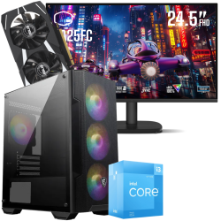 Setup Gamer Special Pc de Bureau Gaming / i3-12100F / RTX 3050 6G / 8 Go Avec Écran Gaming Cooler Master 24.5" Full HD IPS / 120 Hz