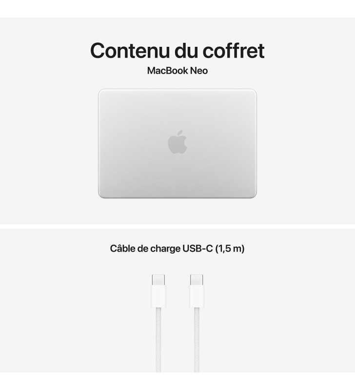Apple MacBook Neo 13" A18 Pro 6core CPU 5core GPU 8Go/256 Go SSD / Silver / Sans Adaptateur