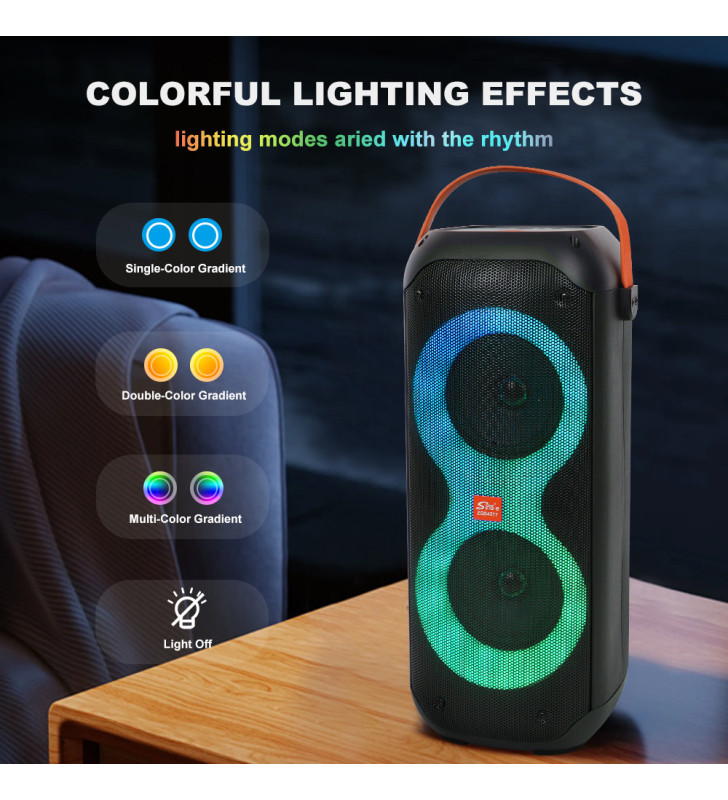 Haut parleur karaoké Portable SING-E ZQS4277 / Lumières RGB / 15W X 2 / Noir