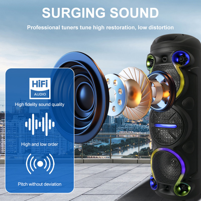 Haut-parleur Bluetooth SING-E ZQS6302 / Lumières RGB / 30W / Avec microphone / Noir