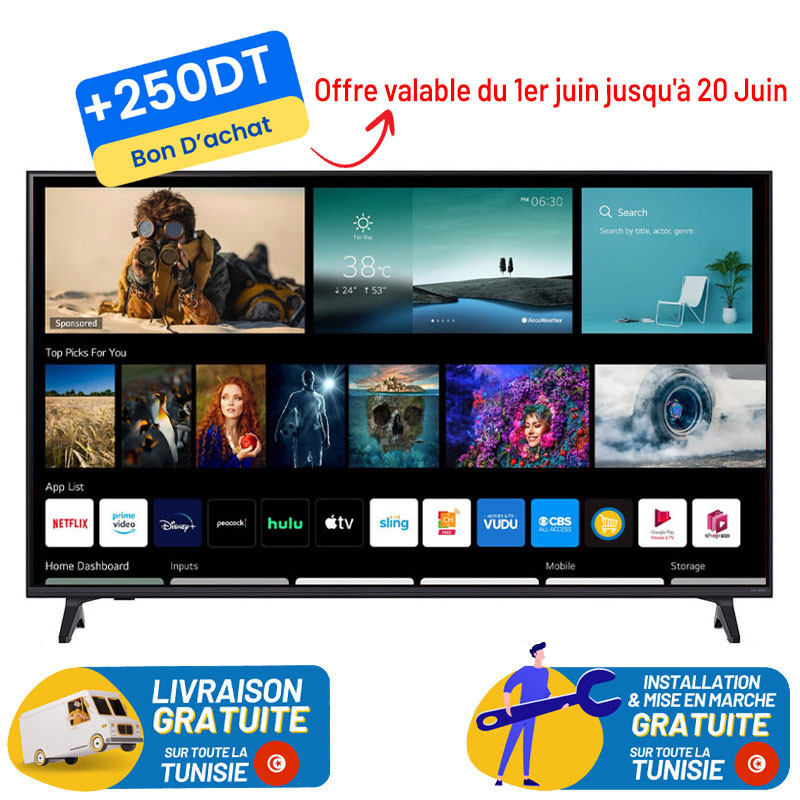 TV LG 65" QNED 4K Smart / 65QNED70A6A + 250DT Bon D'achat