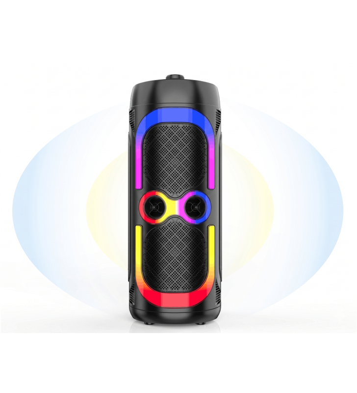 Haut-parleur sans fil haute qualité avec microphone et lumière ambiante RGB / Noir