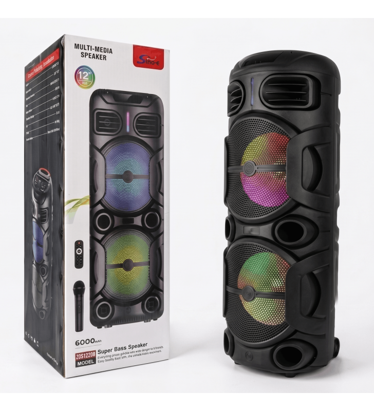 Haut Parleur Bluetooth ZQS-12208 Avec micro sans fil / 6000mAH / 100W / Noir