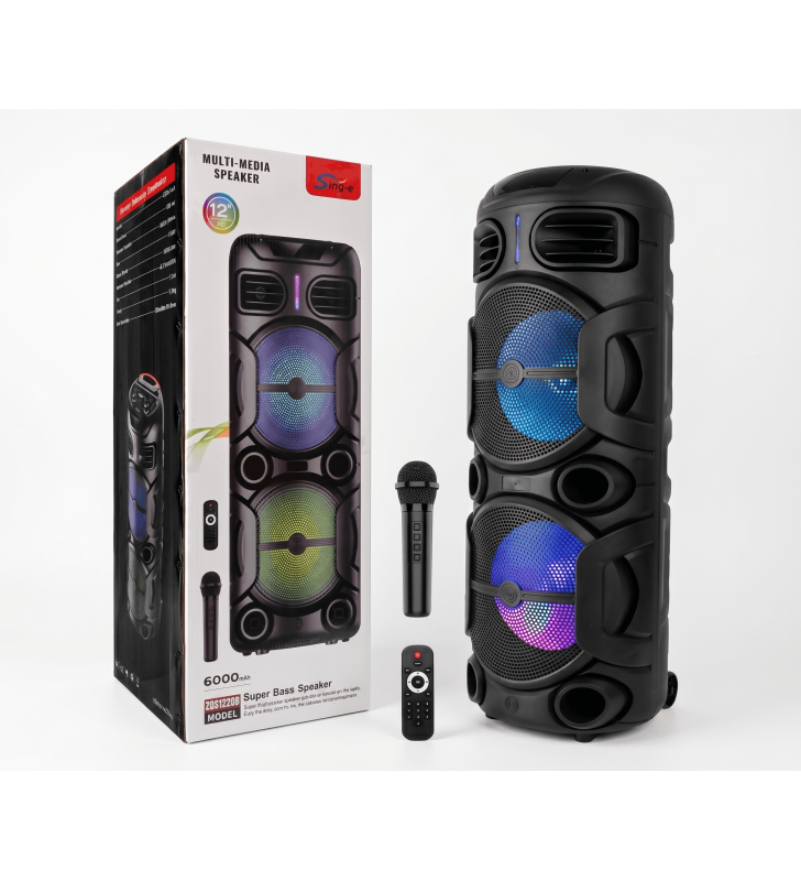 Haut Parleur Bluetooth ZQS-12208  Avec micro sans fil / 6000mAH / 100W / Noir