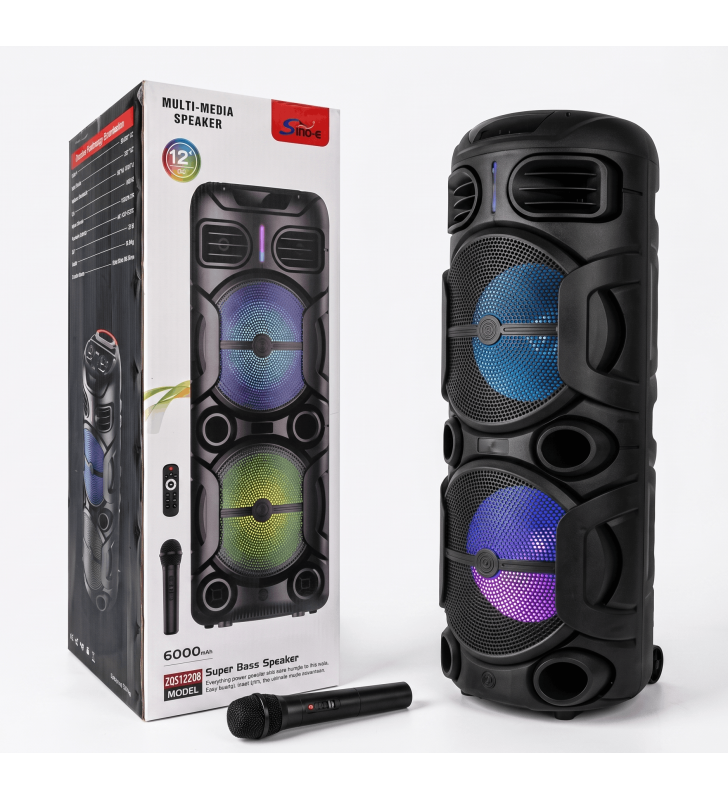 Haut Parleur Bluetooth ZQS-12208  Avec micro sans fil / 6000mAH / 100W / Noir