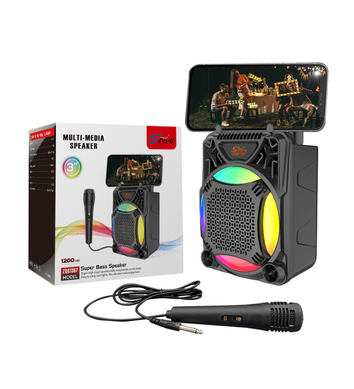 Haut Parleur Sans fil ZQS 1367 Rechargable Avec Microphone / Noir
