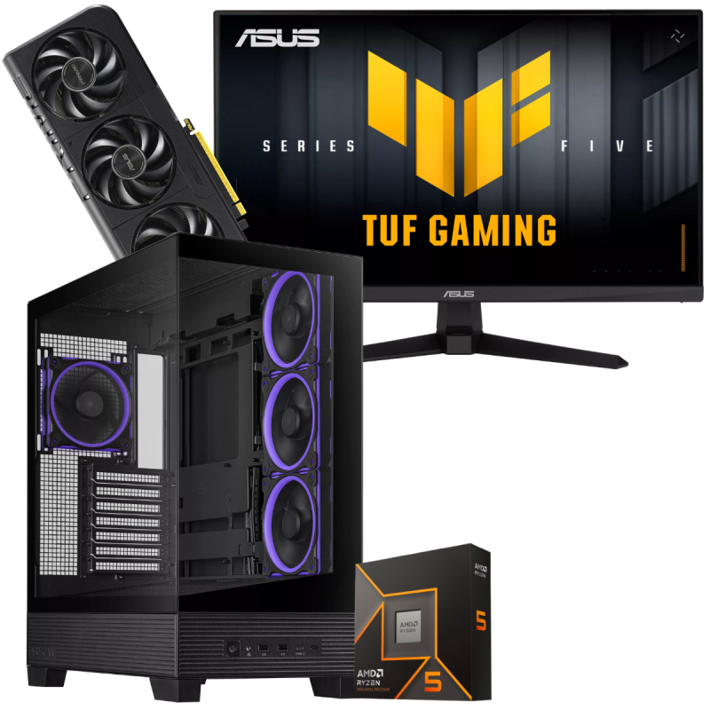 Setup Gamer Special Pc de Bureau Gaming / Ryzen 5 9600X / RTX 5050 8G / 32 Go DDR5 Avec Écran Gaming Asus TUF 27" Full HD IPS / 200 Hz