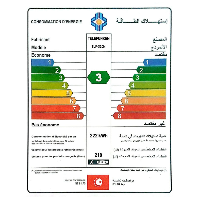 CONGÉLATEUR HORIZONTAL TELEFUNKEN FRIG-TLF320N 320L / BLANC