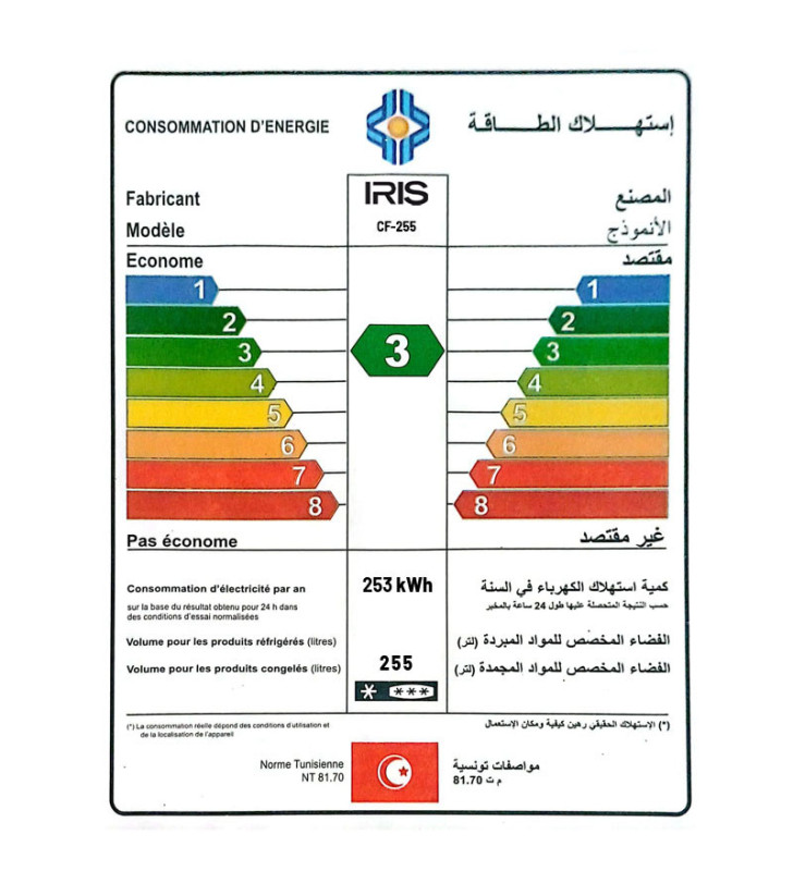 Congélateur Horizontal IRIS De Frost 255 Litres Blanc / CFT-255