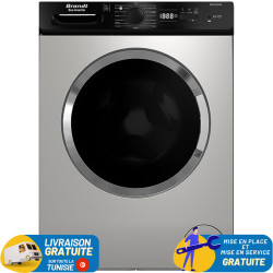 Machine à Laver Frontale BRANDT Inverter / 9 Kg / 1400Tr / Silver