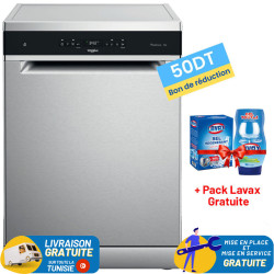 Lave vaisselle Whirlpool 14 Couverts / Inox + Pack LAVAX Gratuite + 50DT Bon de Réduction