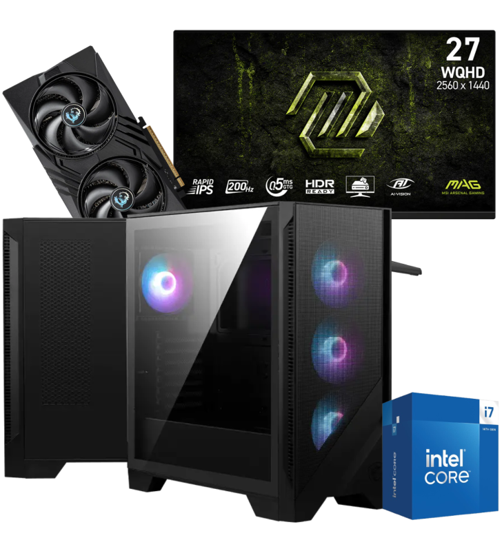 Setup Gamer Special Pc de Bureau Gaming / i7-14700F / RTX 5060 8G / 32 Go DDR5 Avec Écran Gaming MSI MAG 27" WQHD IPS / 200 Hz