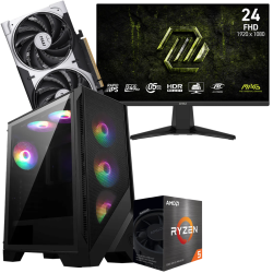 Setup Gamer Special Pc de Bureau Gaming / Ryzen 5 5600 / RTX 5060 8G / 16 Go Avec Écran Gaming MSI MAG 24" Full HD IPS / 240 Hz