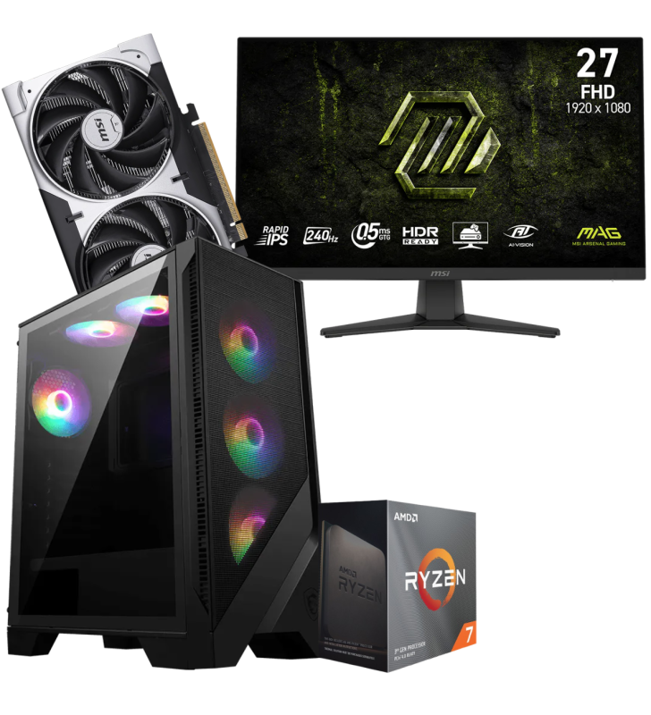 Setup Gamer Special Pc de Bureau Gaming / Ryzen 7 5700 / RTX 5060 8G / 32 Go Avec Écran Gaming MSI MAG 27" Full HD IPS / 240 Hz