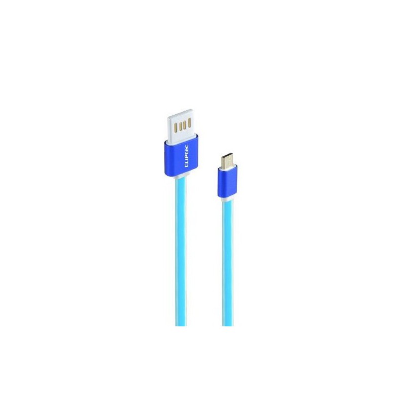 Câble plat CLiPtec TITANIUM USB vers Micro-USB pour Smartphone / Bleu