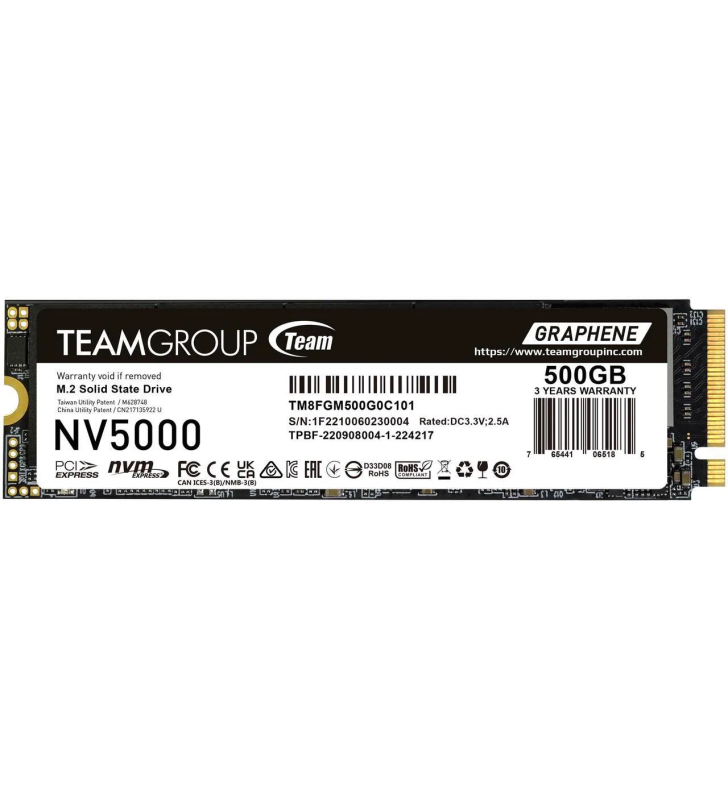 Disque Dur Interne Team Group NV5000 M.2 2280 / 500 Go